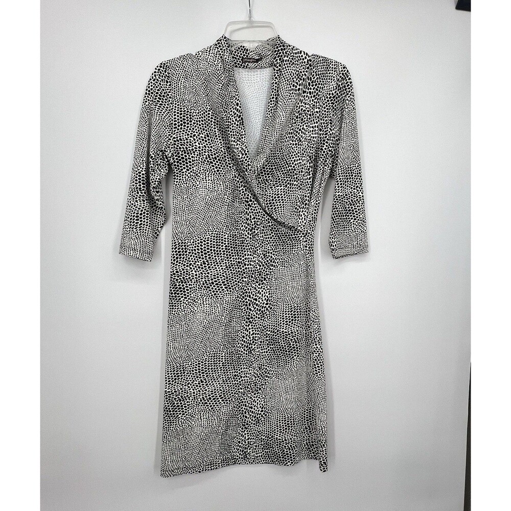 J McLaughlin Animal Print Catalina Cloth Dress Sz S Faux Wrap Classic Stretchy